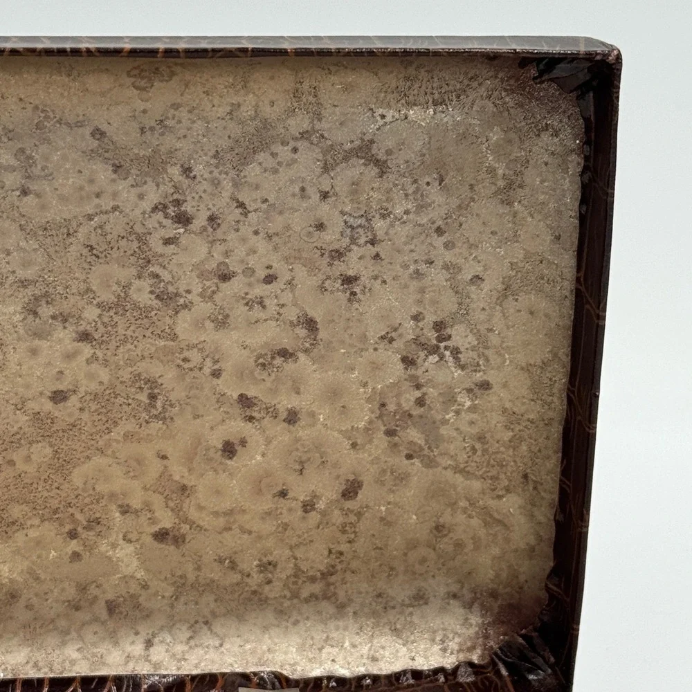 Vintage‎ Croc Style Jewelry Box Small Brown Hinged Case
